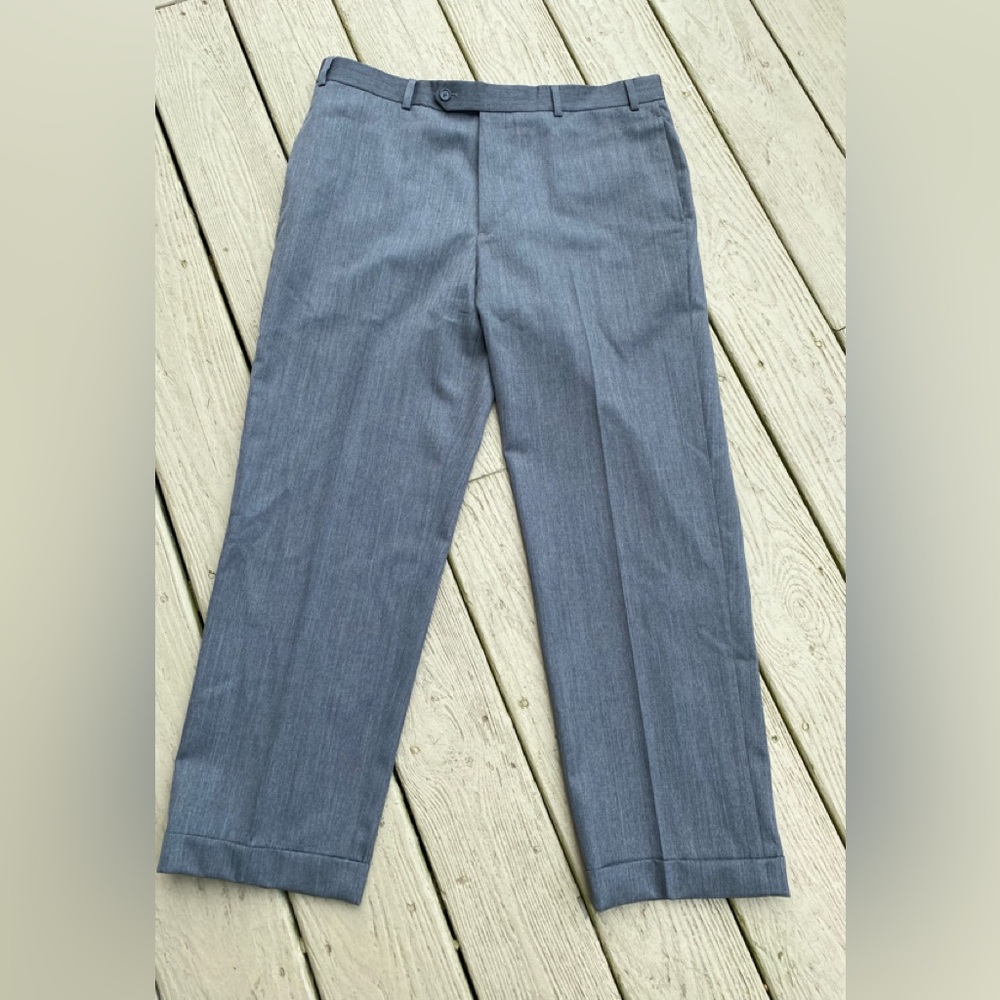 BROOKS BROTHERS Mens Gray (Madison Fit) Trousers with Cuffs, Size: 36/28